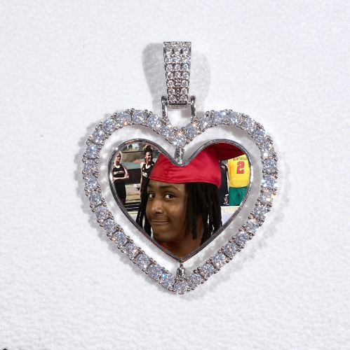 3D Spinning 2-Faced Heart Custom Picture Pendant