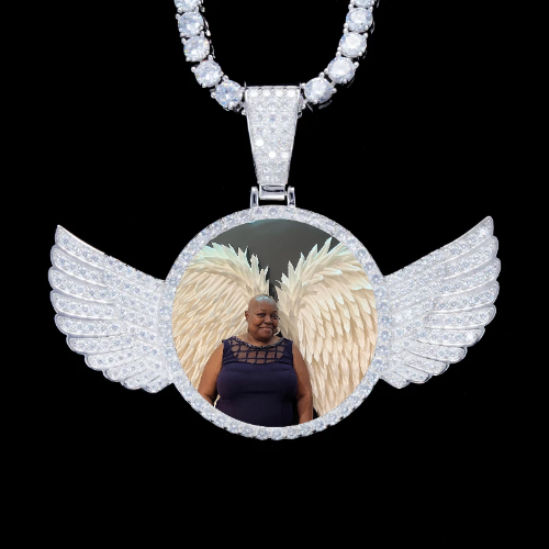925S & VVS Moissanite 3D Wing Custom Picture Pendant