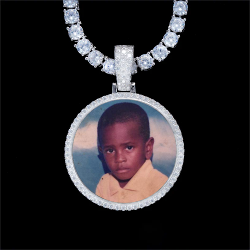 925S & VVS Moissanite 3D Circle Custom Picture Pendant
