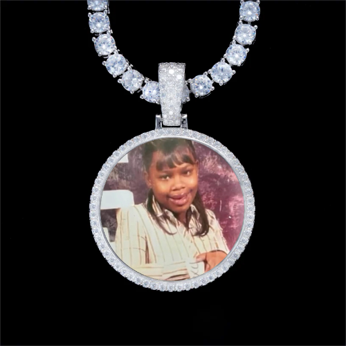925S & VVS Moissanite 3D Circle Custom Picture Pendant