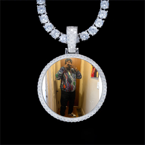 925S & VVS Moissanite 3D Circle Custom Picture Pendant