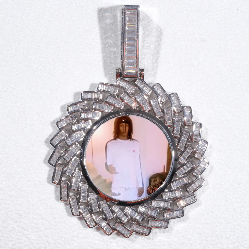 Large 3D Baguette Custom Picture Pendant