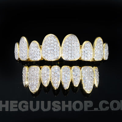 8 Gold-Plated Tooth Grillz Bar Iced Edition