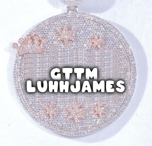 CUSTOM LETTER NECKLACE 3D BIG CROWN DISC