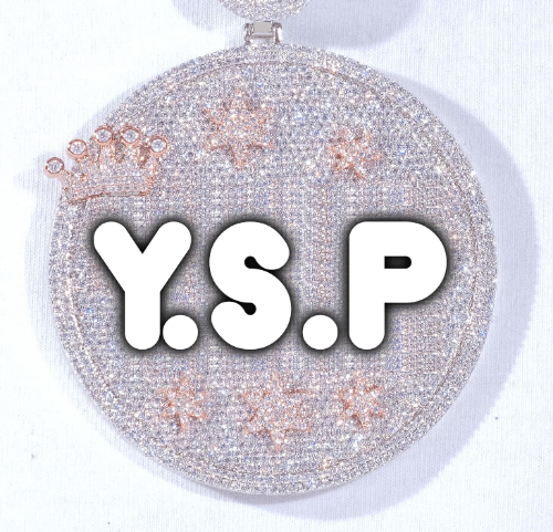 CUSTOM LETTER NECKLACE 3D BIG CROWN DISC
