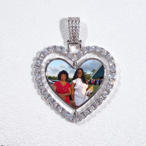 3D Spinning 2-Faced Heart Custom Picture Pendant