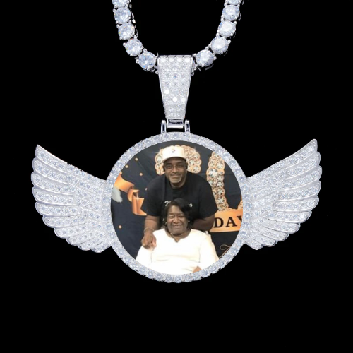 925S & VVS Moissanite 3D Wing Custom Picture Pendant