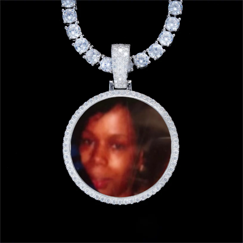 925S & VVS Moissanite 3D Circle Custom Picture Pendant