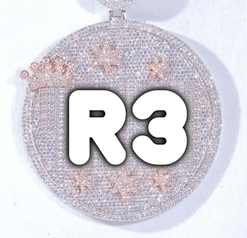 CUSTOM LETTER NECKLACE 3D BIG CROWN DISC
