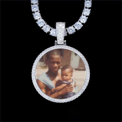 925S & VVS Moissanite 3D Circle Custom Picture Pendant