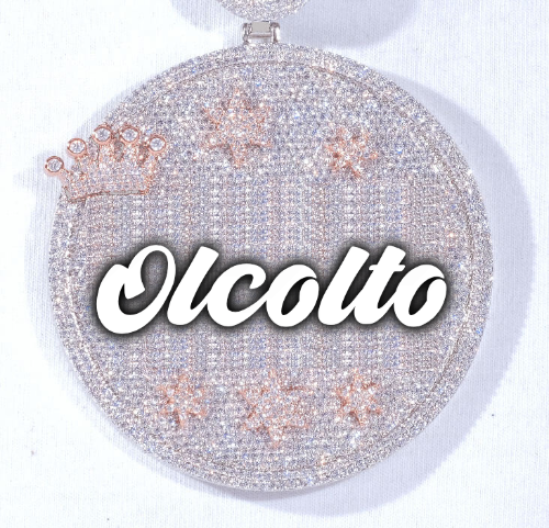CUSTOM LETTER NECKLACE 3D BIG CROWN DISC