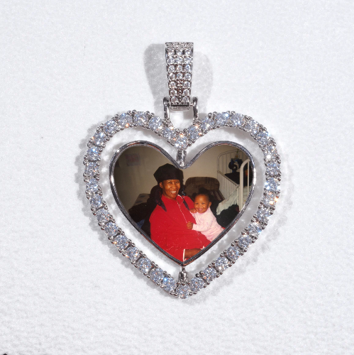 3D Spinning 2-Faced Heart Custom Picture Pendant