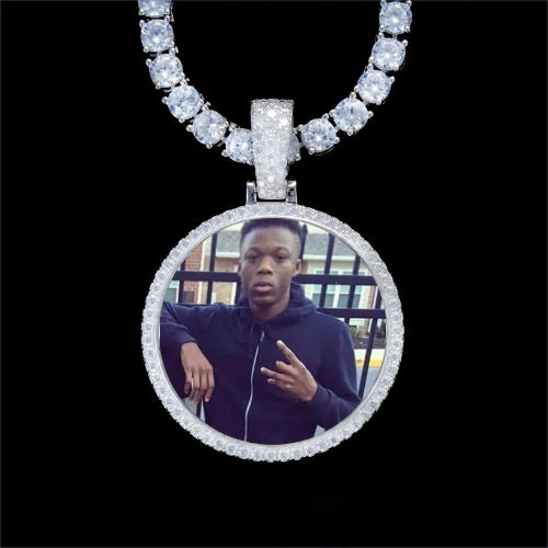 925S & VVS Moissanite 3D Circle Custom Picture Pendant