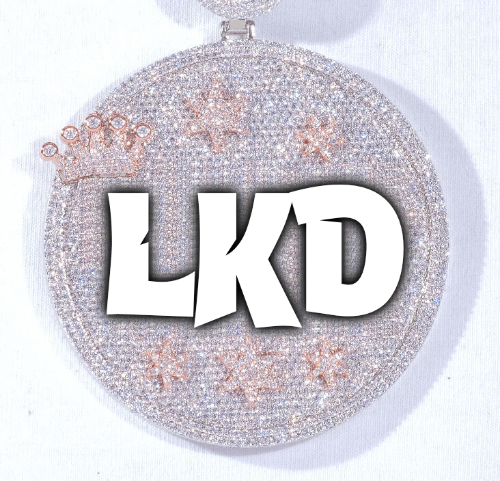 CUSTOM LETTER NECKLACE 3D BIG CROWN DISC