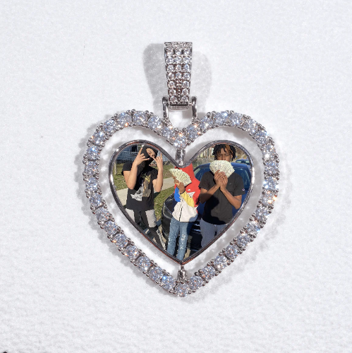 3D Spinning 2-Faced Heart Custom Picture Pendant