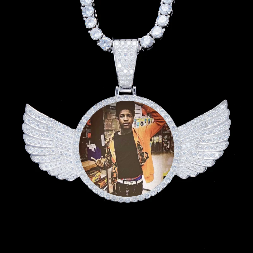 925S & VVS Moissanite 3D Wing Custom Picture Pendant