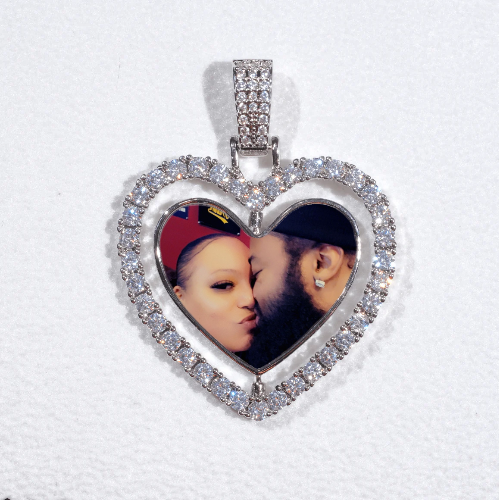 3D Spinning 2-Faced Heart Custom Picture Pendant
