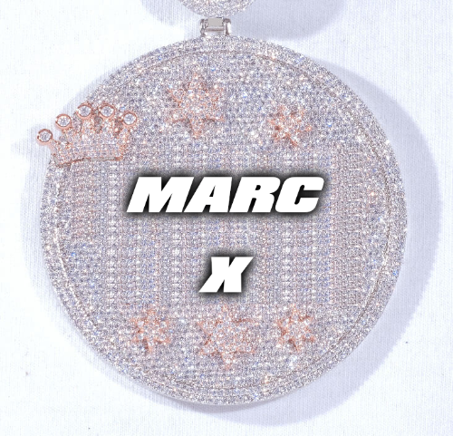 CUSTOM LETTER NECKLACE 3D BIG CROWN DISC