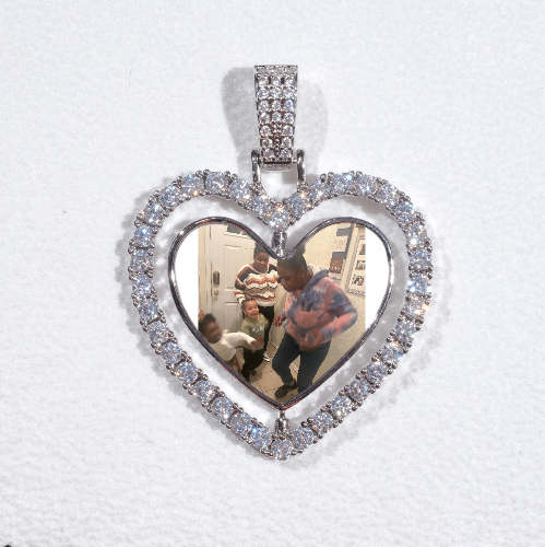 3D Spinning 2-Faced Heart Custom Picture Pendant