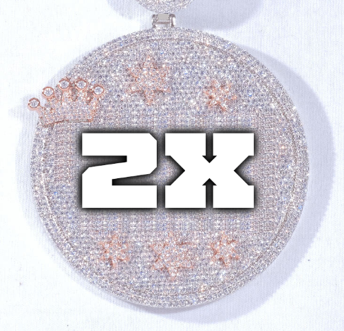 CUSTOM LETTER NECKLACE 3D BIG CROWN DISC