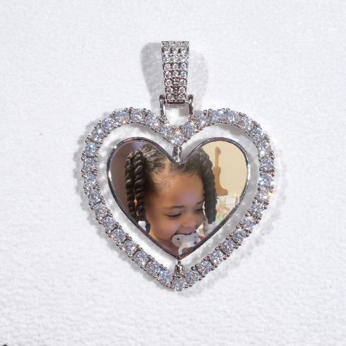 3D Spinning 2-Faced Heart Custom Picture Pendant