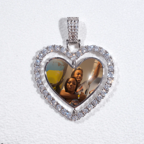 3D Spinning 2-Faced Heart Custom Picture Pendant