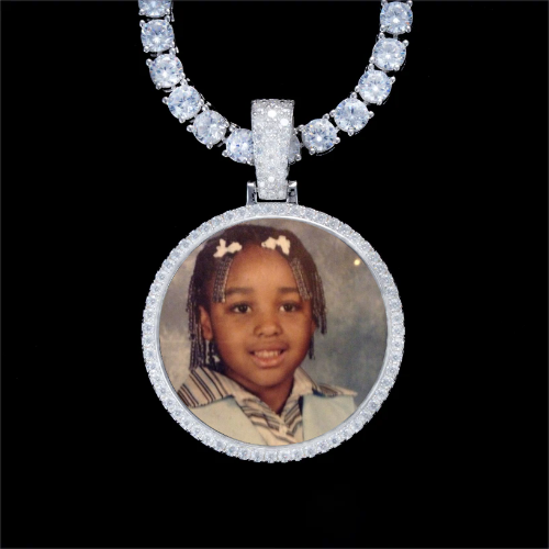 925S & VVS Moissanite 3D Circle Custom Picture Pendant