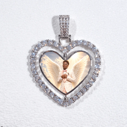 3D Spinning 2-Faced Heart Custom Picture Pendant