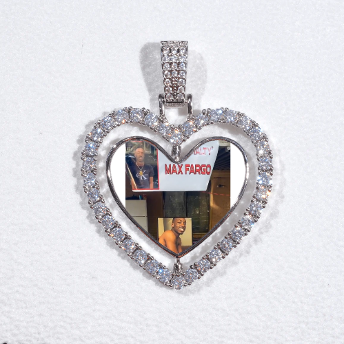 3D Spinning 2-Faced Heart Custom Picture Pendant
