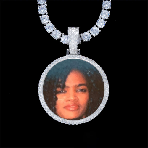 925S & VVS Moissanite 3D Circle Custom Picture Pendant