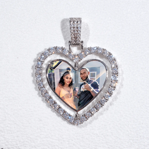 3D Spinning 2-Faced Heart Custom Picture Pendant