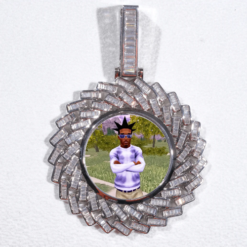Large 3D Baguette Custom Picture Pendant