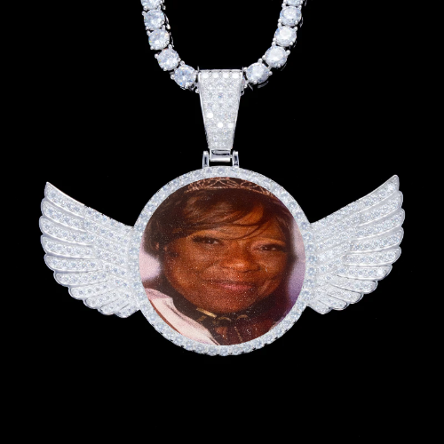 925S & VVS Moissanite 3D Wing Custom Picture Pendant