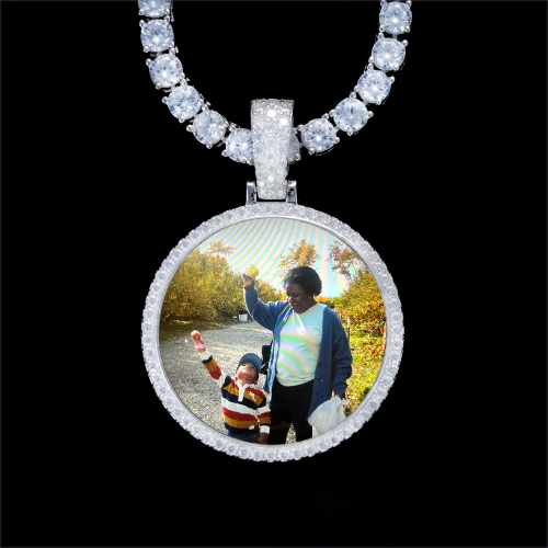 925S & VVS Moissanite 3D Circle Custom Picture Pendant