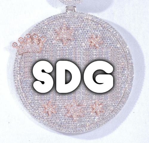 CUSTOM LETTER NECKLACE 3D BIG CROWN DISC