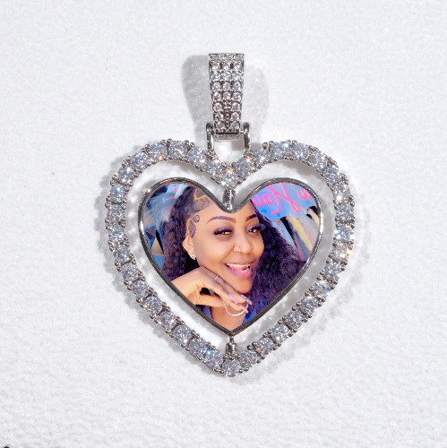 3D Spinning 2-Faced Heart Custom Picture Pendant