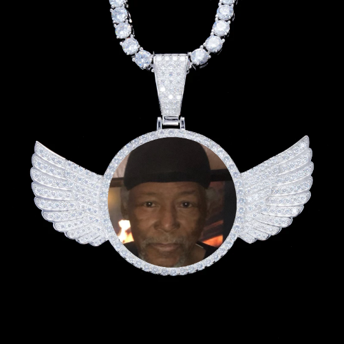 925S & VVS Moissanite 3D Wing Custom Picture Pendant