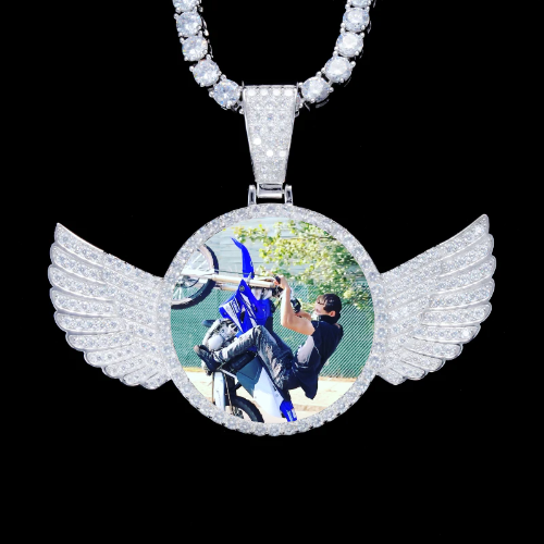 925S & VVS Moissanite 3D Wing Custom Picture Pendant