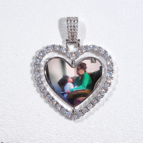 3D Spinning 2-Faced Heart Custom Picture Pendant
