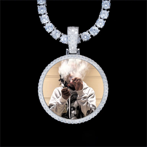 925S & VVS Moissanite 3D Circle Custom Picture Pendant