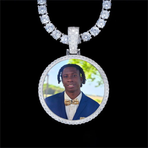 925S & VVS Moissanite 3D Circle Custom Picture Pendant