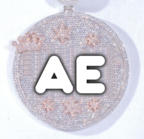 CUSTOM LETTER NECKLACE 3D BIG CROWN DISC