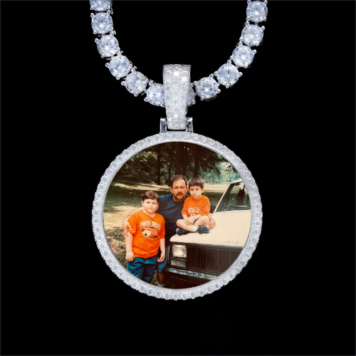 925S & VVS Moissanite 3D Circle Custom Picture Pendant