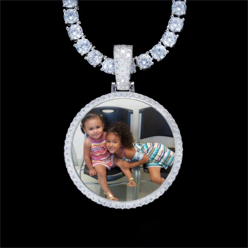 925S & VVS Moissanite 3D Circle Custom Picture Pendant