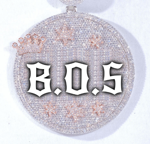 CUSTOM LETTER NECKLACE 3D BIG CROWN DISC
