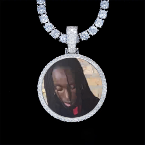 925S & VVS Moissanite 3D Circle Custom Picture Pendant