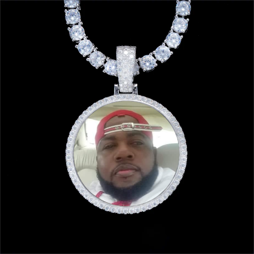 925S & VVS Moissanite 3D Circle Custom Picture Pendant