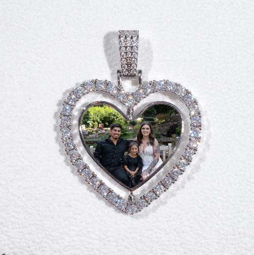 3D Spinning 2-Faced Heart Custom Picture Pendant