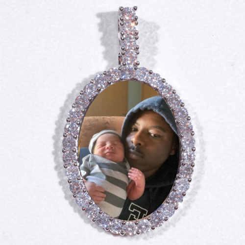 Large 3D Oval Custom Picture Pendant