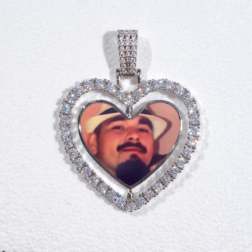 3D Spinning 2-Faced Heart Custom Picture Pendant